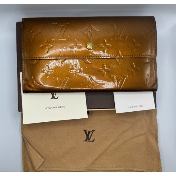 Louis Vuitton Monogram Vernis Cuir Verni Wallet In Shimmering Gold - Picture 8 of 14